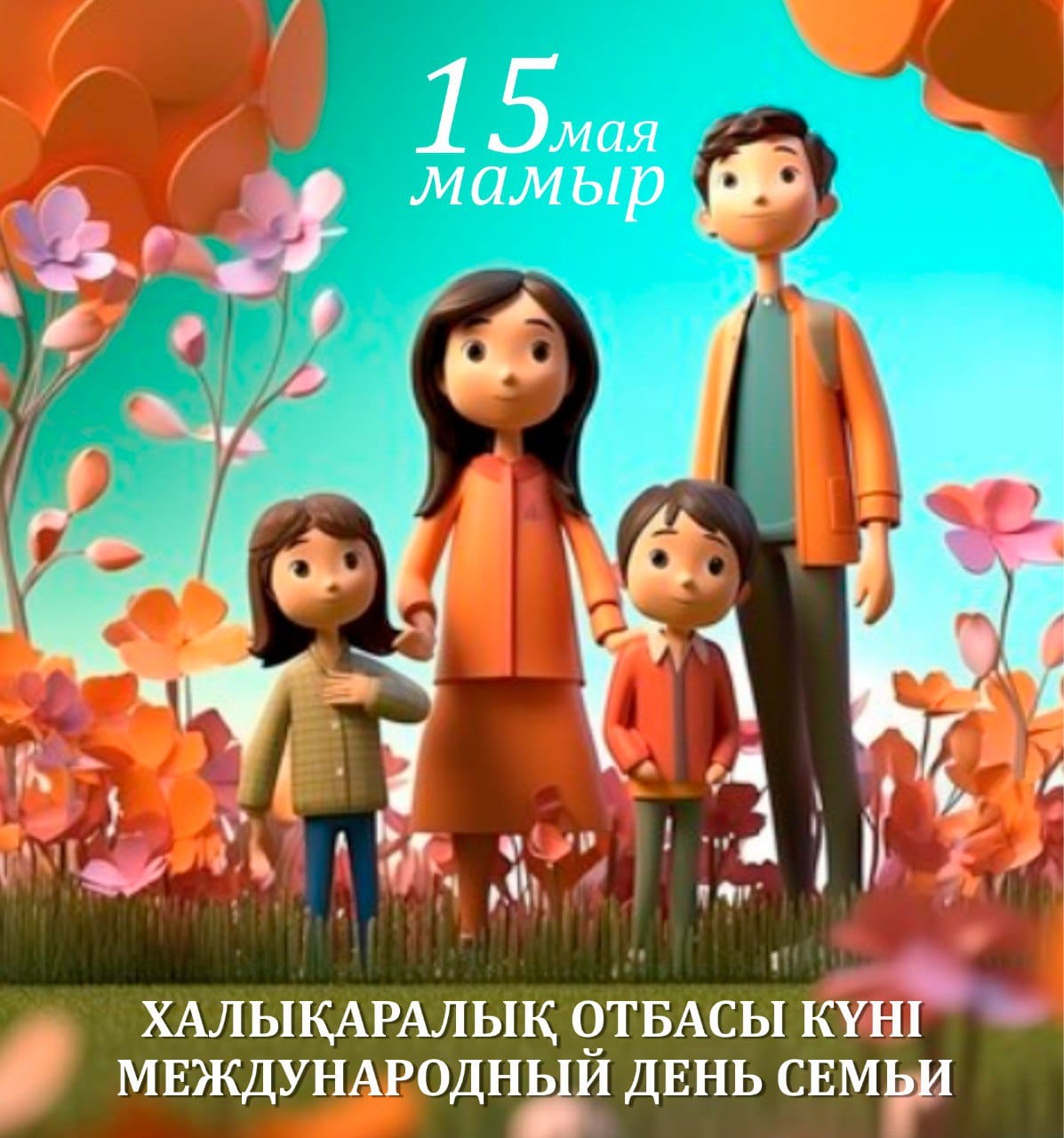 15 мамыр - Халықаралық отбасы күні құтты болсын! “Ұлы жол – отбасы табалдырығынан басталады”- деп халық бекер айтпаған. Отбасы, адалдық және махаббат – әр адамның өміріндегі ең маңызды құндылықтары!